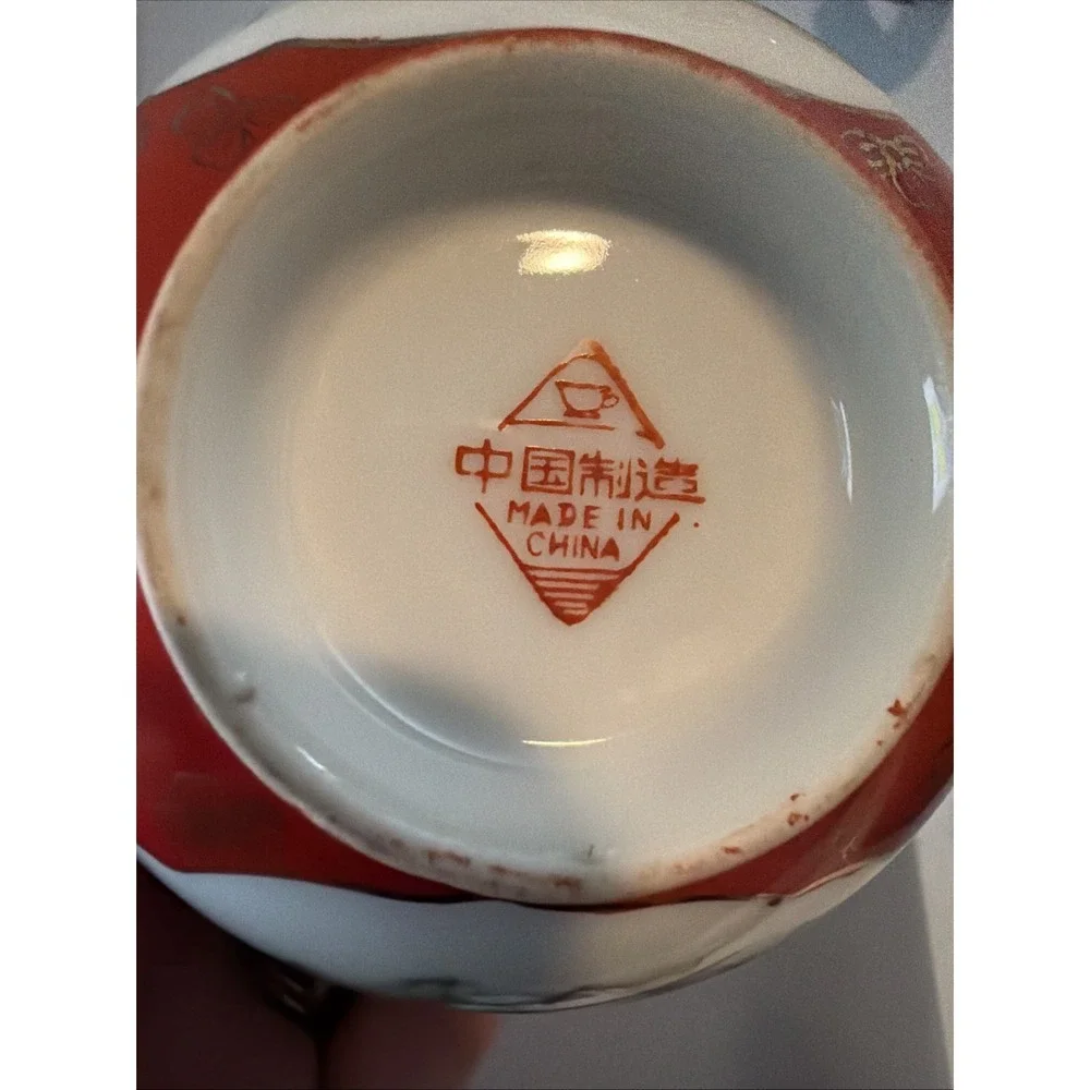China‎ Famille Coral Red Glazed Porcelain Painted Flower Rice Bowls Set Of 5